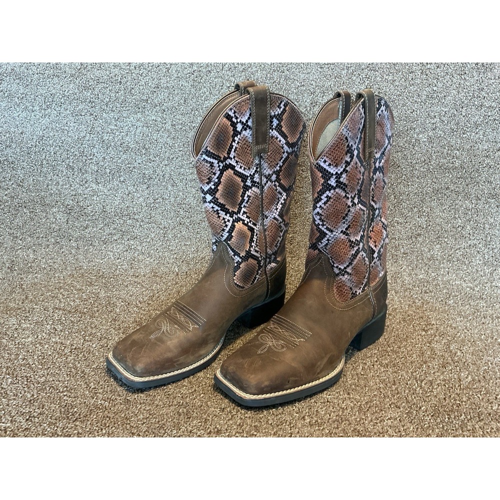 Ariat Women's Round Up Wide Square Toe Boot Faux Snakeskin 7 1/2 10035995 Cowboy